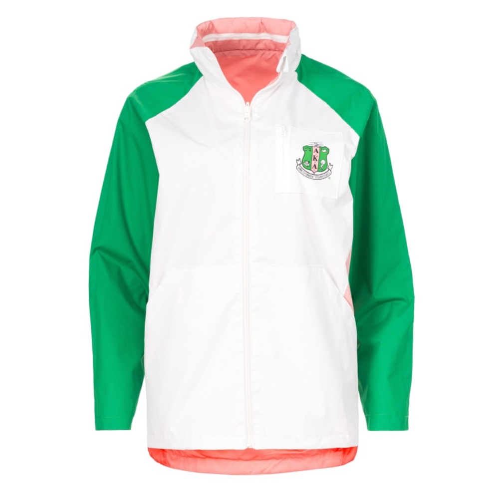 AKA colorful,hooded, reversible jacket